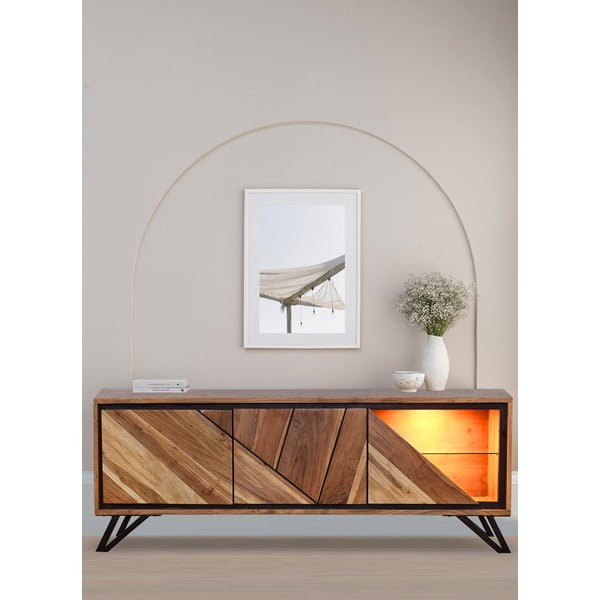 TV stolík z masívu akácie v prírodnej farbe 150x51x40 cm Ambala – Interia Home & Living-image-1