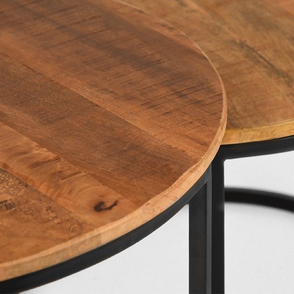 Sada 2 odkladacích stolíkov z mangového dreva LABEL51 Coffee, ⌀ 50 cm a ⌀ 70 cm-image-1