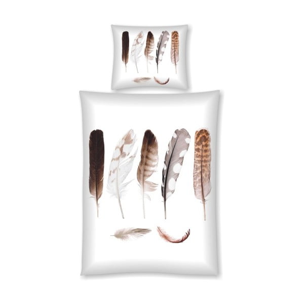 Bavlnené posteľné obliečky na jednolôžko Ekkelboom Natalie Sand, 140 × 200 cm