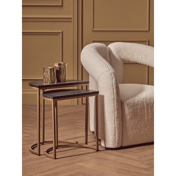 Odkladacie stolíky v súprave 2 ks s mramorovou doskou 28x45 cm Varana – Premier Housewares-image-1