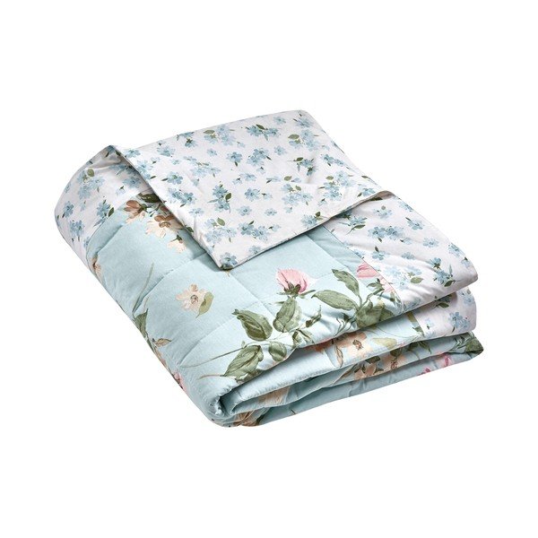 Modrý prešívaný pléd 220x230 cm Avebury Floral – Catherine Lansfield