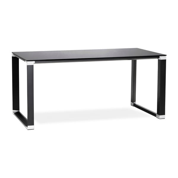 Čierny pracovný stôl s sklenenou doskou Kokoon Warner
