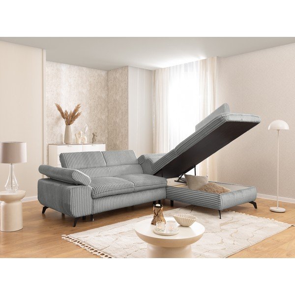 Svetlosivá menčestrová rohová pohovka (pravý roh/do L) Marbeya  – Ropez-image-4