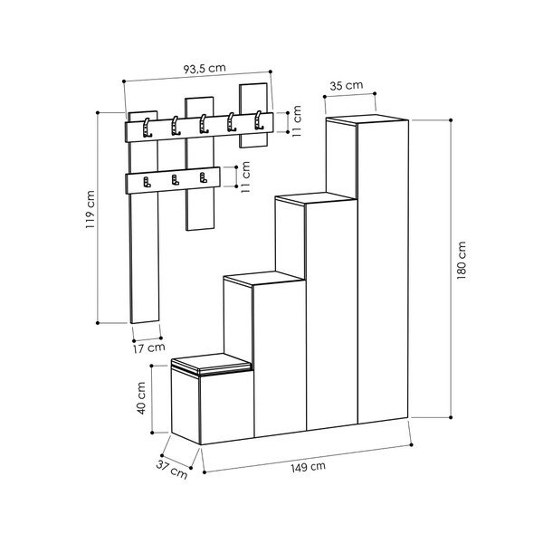 Set skrine a nástenného vešiaka Homitis Up Sonomo-image-2