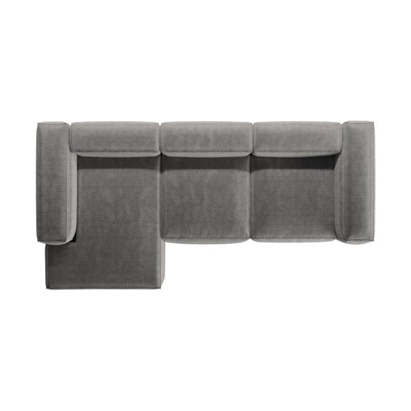 Svetlosivá menčestrová rohová pohovka (ľavý roh/s leňoškou) Bergamo – Cosmopolitan Design-image-3