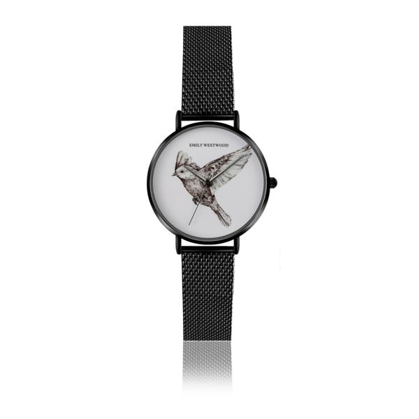 Dámske hodinky s čiernym remienkom z antikoro ocele Emily Westwood