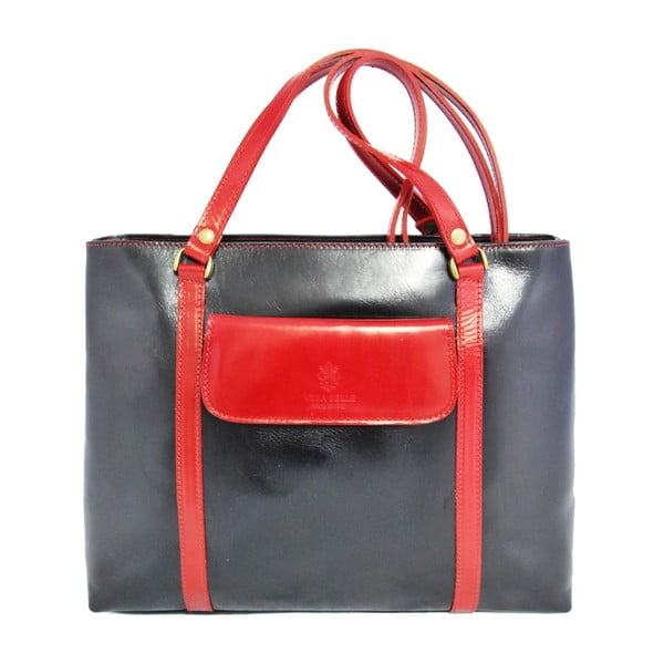 Čierno-červená kožená kabelka Giusy Leandri Sandra