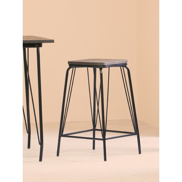 Čierna/hnedá stolička z brestového dreva District – Premier Housewares-image-3
