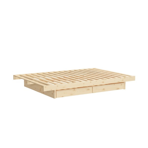 Dvojlôžková posteľ z borovicového dreva s úložným priestorom 180x200 cm – Karup Design