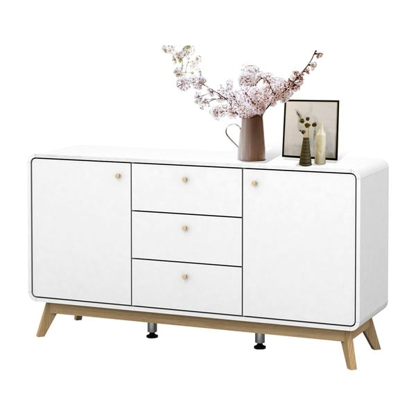 Biela nízka komoda 140x75 cm Caitlin – Støraa-image-2