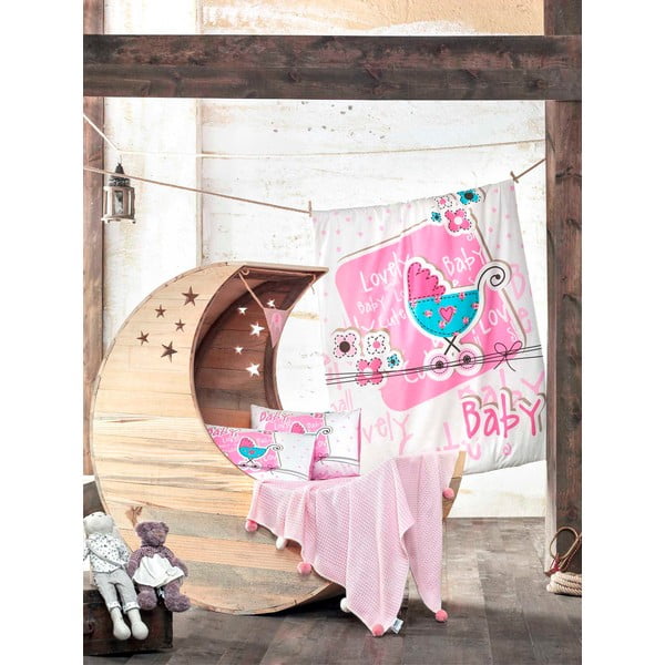 Set detských obliečok a plachty s pletenou dekou Lovely Baby, 100x150 cm