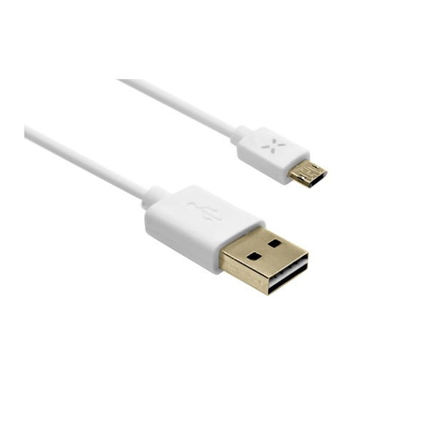 Biely  obojstranný USB dátový kábel Fixed TO microUSB s konektorom microUSB, 1m