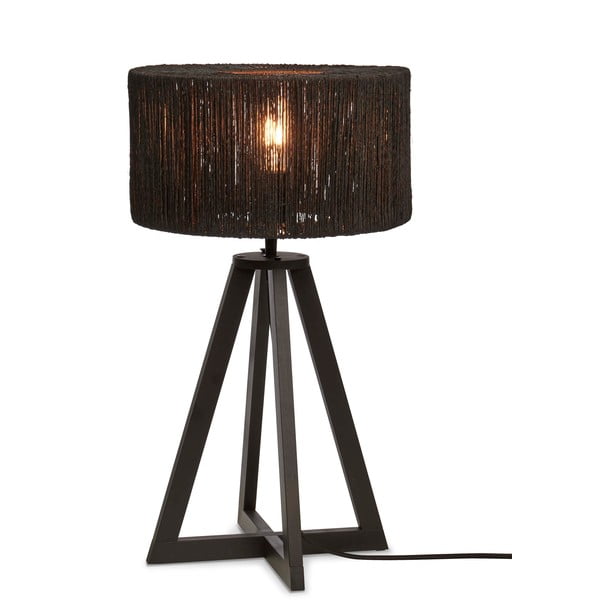 Čierna stolová lampa s tienidlom z juty (výška 51 cm) Iguazu – Good&amp;Mojo