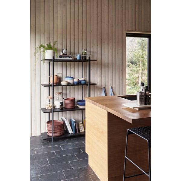 Čierny regál z jaseňového dreva so 4 policami Hübsch Norm-image-1