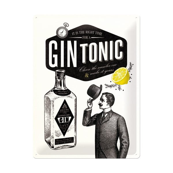 Plechová ceduľa Gin Tonic, 30x40 cm