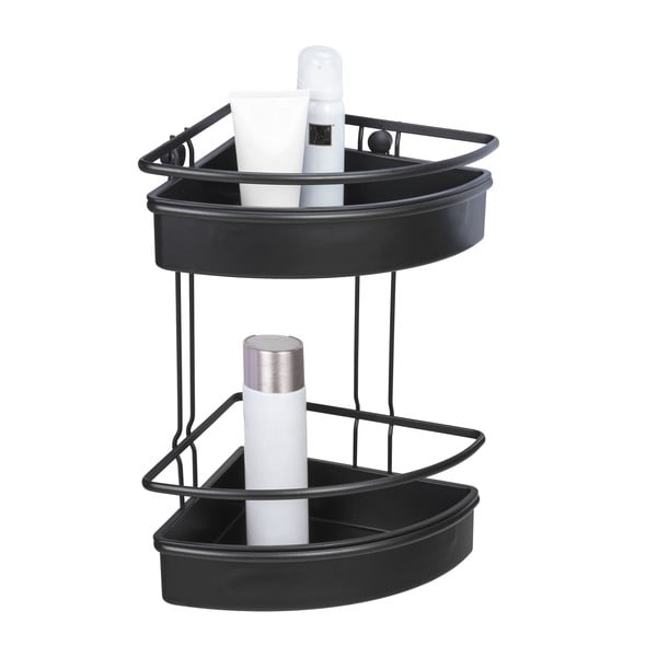 Čierna rohová sprchová polica Wenko Molinella, 30 x 22 cm-image-2