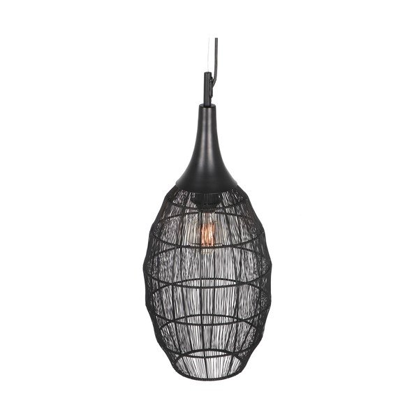 Matne čierne závesné svietidlo s kovovým tienidlom Soraya – Trio-image-1