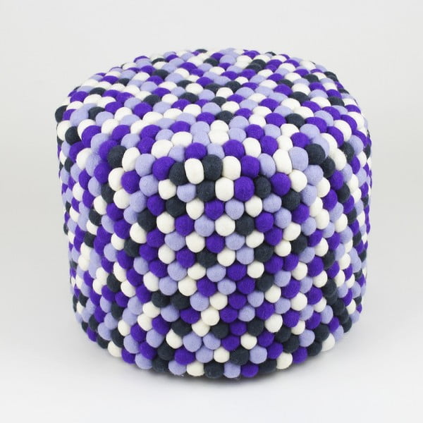 Ručne vyrobený guličkový puf Lavender Field, guľatý