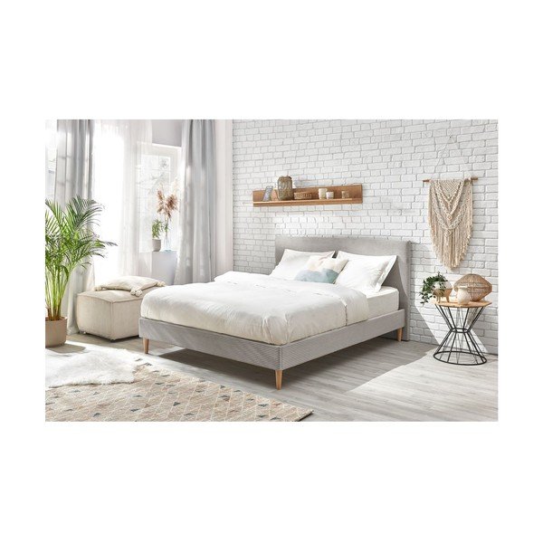 Sivá menčestrová dvojlôžková posteľ Bobochic Paris Anja Light, 160 x 200 cm-image-4