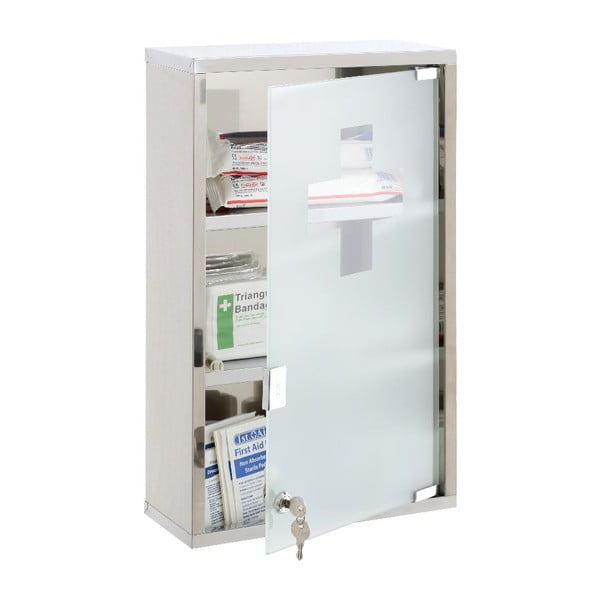 Plastová závesná skrinka na lieky v striebornej farbe 30x51 cm – Premier Housewares-image-1