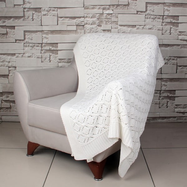 Krémová bavlnená deka Ciana, 130 × 170 cm