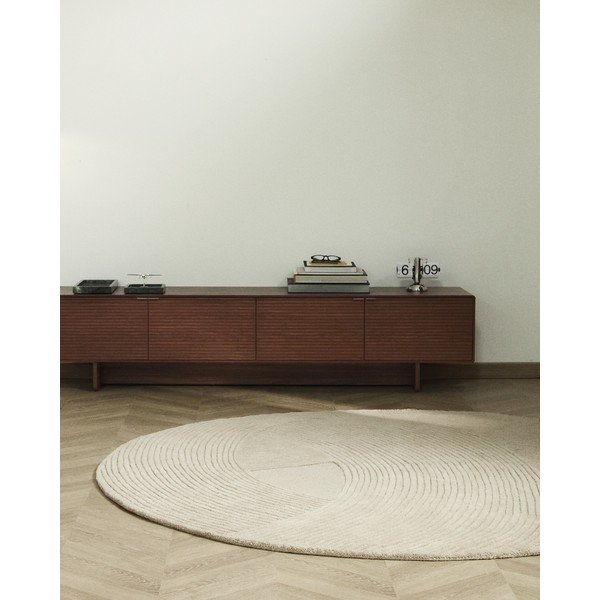 Krémový ručne tkaný vlnený okrúhly koberec ø 200 cm Domm – Kave Home-image-1