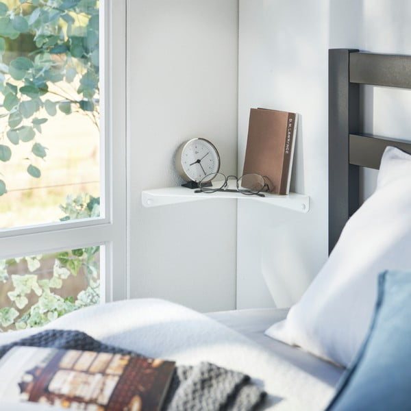 Biela rohová kovová polica 22 cm Tower – YAMAZAKI-image-2