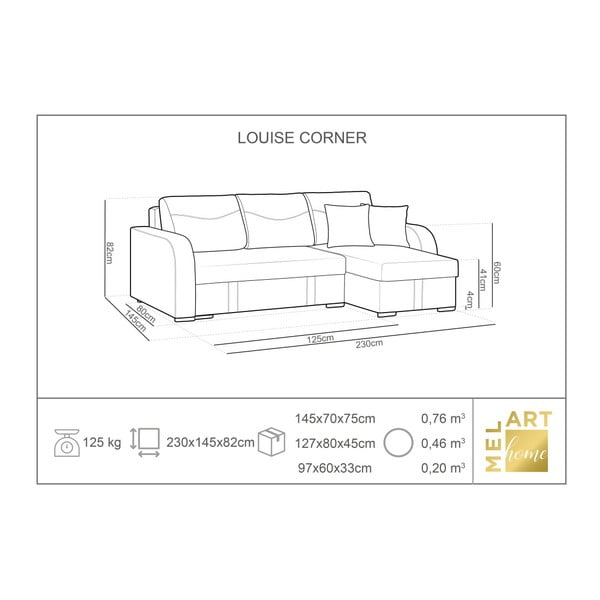 Béžová rohová rozkladacia pohovka s úložným priestorom Melart Louise, ľavý roh-image-2