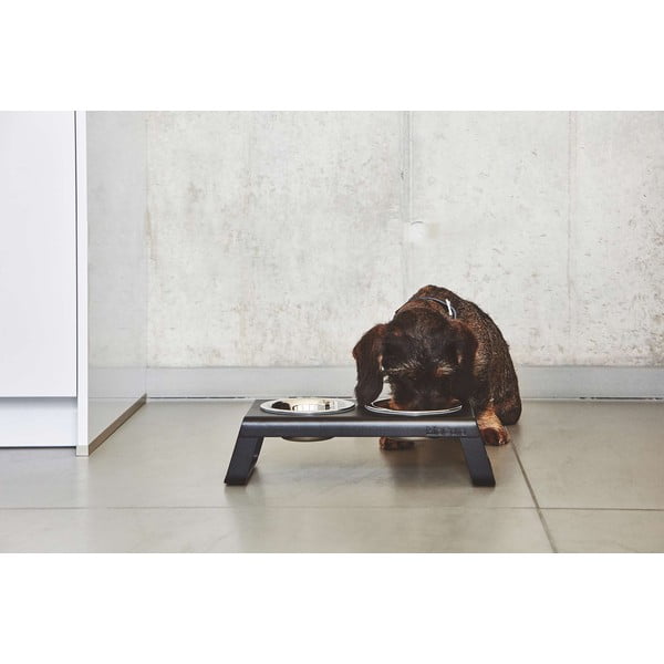 Kovová súprava misiek s podstavcom pre psa Desco Black S – MiaCara-image-4