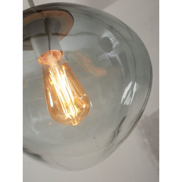 Sivé závesné svietidlo so skleneným tienidlom ø 12 cm Helsinki – it's about RoMi-image-3