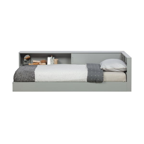 Sivá jednolôžková posteľ z borovicového dreva WOOOD Connect, 90 x 200 cm