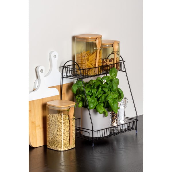 Čierny kovový kuchynský regál s 2 policami PT LIVING Tidy-image-1