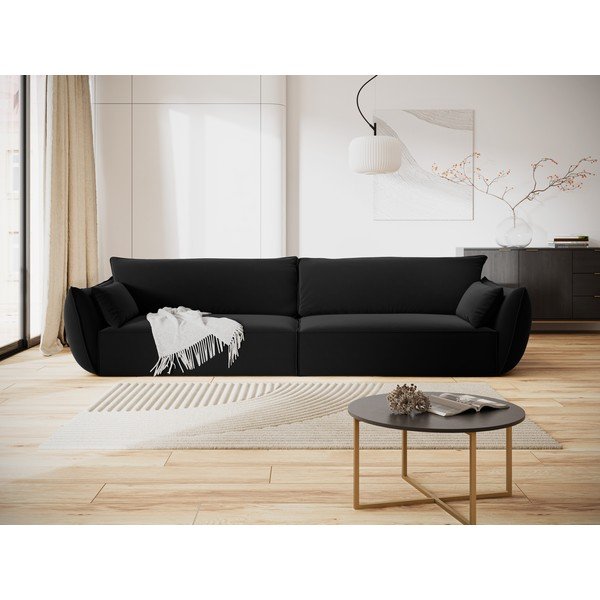 Čierna zamatová pohovka 248 cm Vanda – Mazzini Sofas-image-1