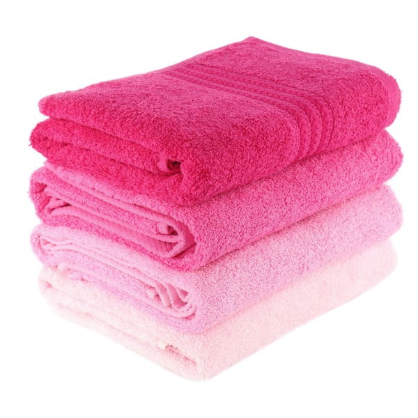 Súprava 4 ružových osušiek Foutastic Rose, 70 × 140 cm-image-1