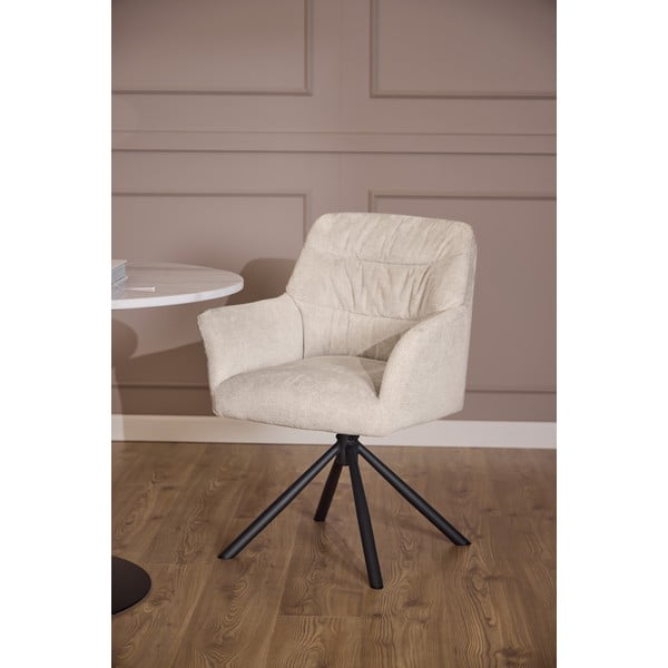 Béžové čalúnené jedálenské kreslo s podrúčkami Alonso – Actona-image-2