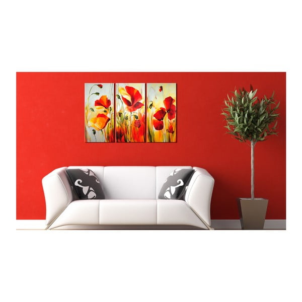 Ručne maľovaný obraz na plátne Bimago Red Meadow, 120 x 80 cm