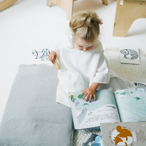 Detská sivá ľanová obliečka na vankúš Linen Tales Nature, 40 x 60 cm-image-4