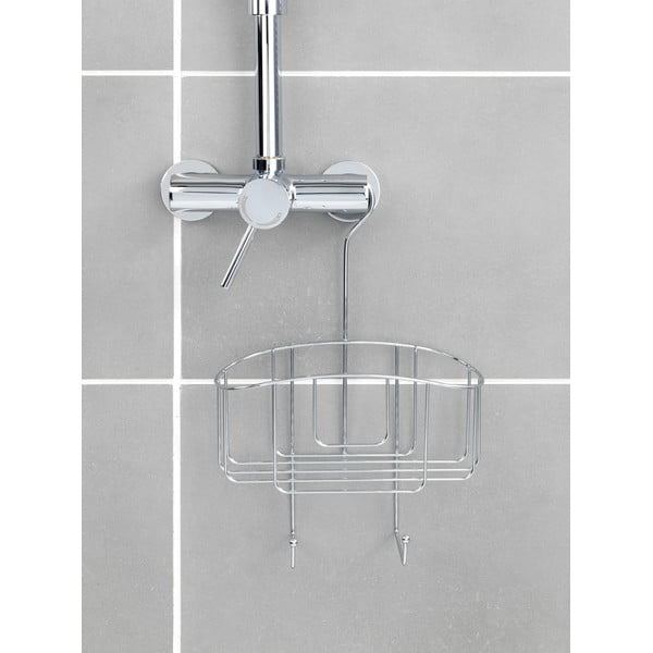 Závesná oceľová kúpeľňová polička v lesklo striebornej farbe Martos – Allstar-image-1