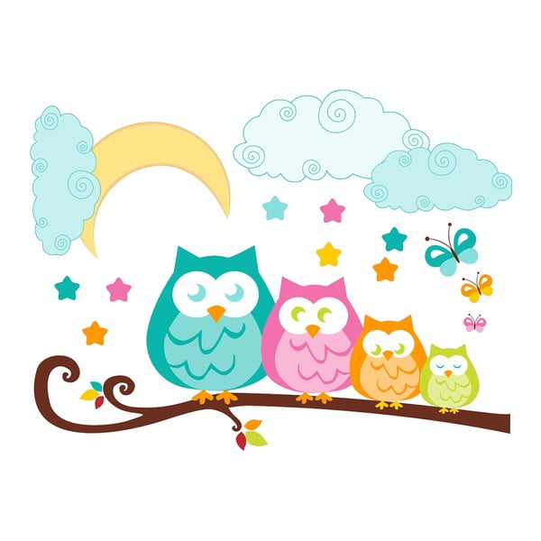 Nástenná detská samolepka Ambiance Owls in family-image-2