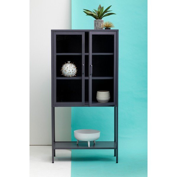Sivá oceľová vitrína 75x150x35 cm Acier – Premier Housewares-image-4