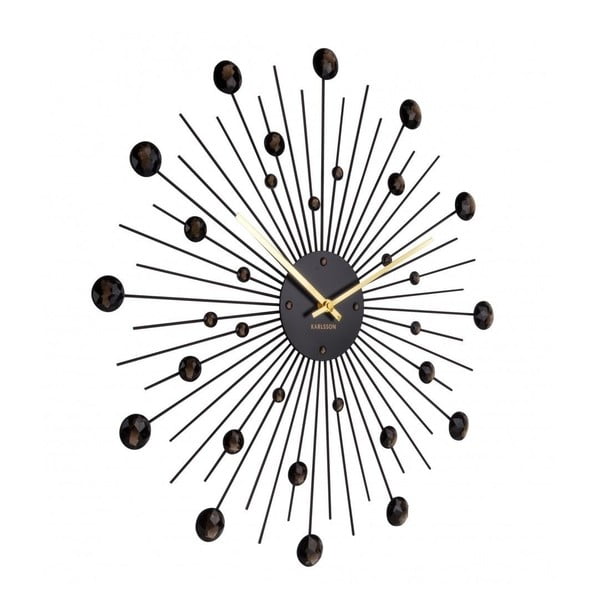 Nástenné hodiny z krištáľov čiernej farby Karlsson Sunburst-image-2