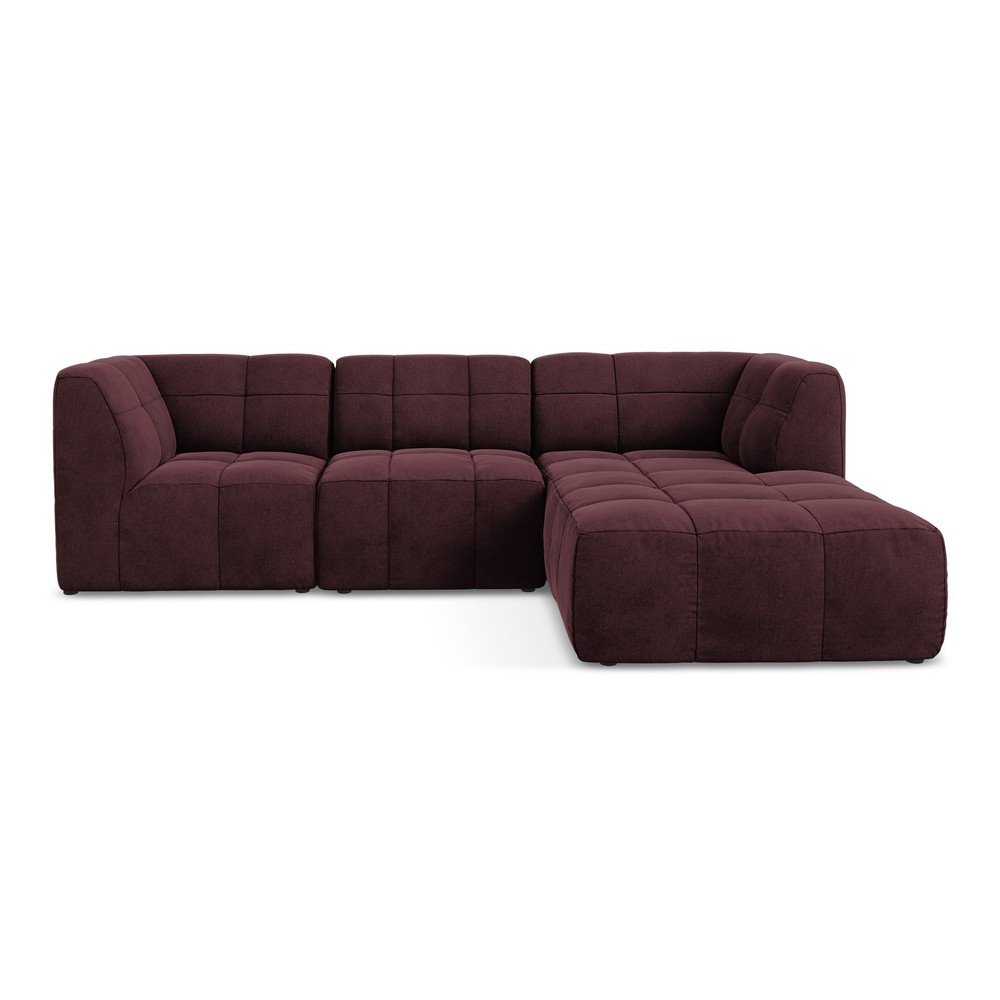 Vínovočervená zamatová rohová pohovka (pravý roh/s leňoškou) Aloha – Makamii