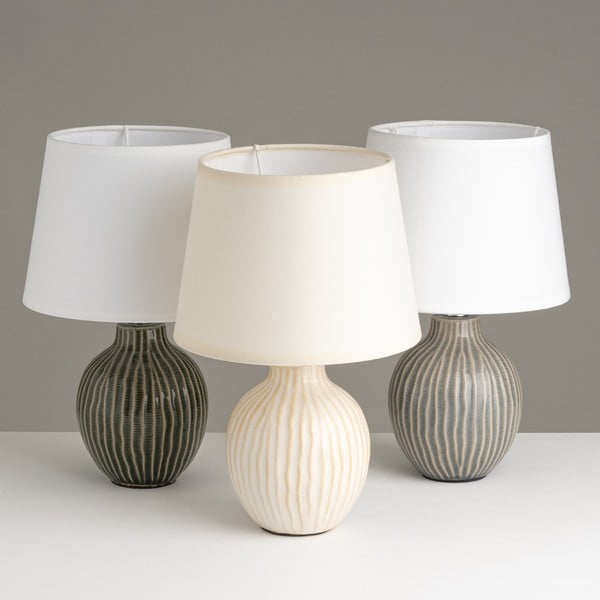 Krémová keramická stolová lampa s textilným tienidlom (výška 28 cm) – Casa Selección-image-2