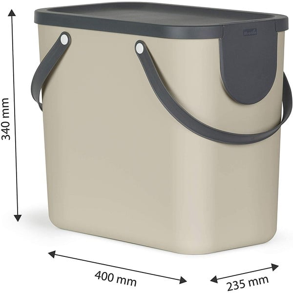 Svetlohnedý odpadkový kôš na triedený odpad z recyklovaného plastu 25 l Albula – Rotho-image-2