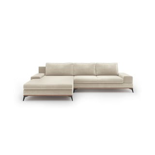 Béžová rozkladacia rohová pohovka so zamatovým poťahom Windsor & Co Sofas Astre, ľavý roh