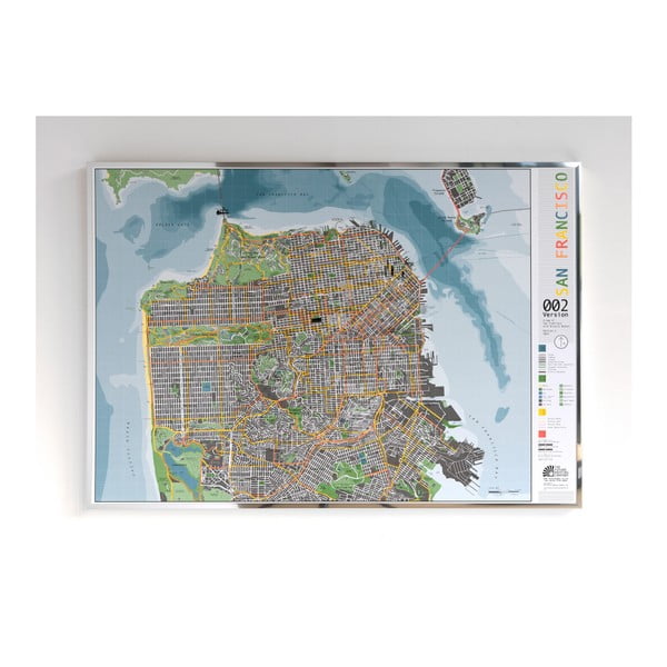 Magnetická mapa San Francisca The Future Mapping Company Street Map, 100 × 70 cm