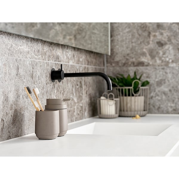 Béžový betónový téglik na zubné kefky Time - Zone-image-1