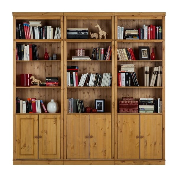 Hnedá knižnica z borovicového masívu Støraa Annabelle, šírka 219 cm