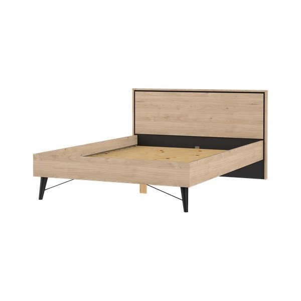 Dvojlôžková posteľ v dekore duba s roštom 140x200 cm v prírodnej farbe Ry – Tvilum-image-3