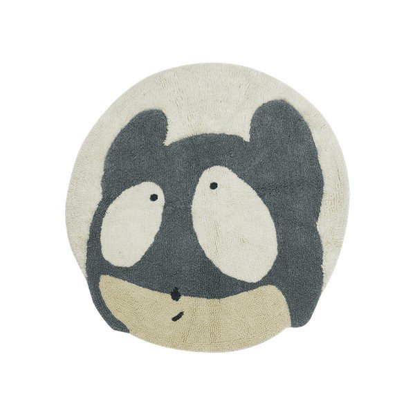 Sivo-krémový prateľný ručne tkaný vlnený detský koberec ø100 cm Astromouse – Lorena Canals